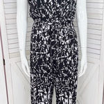 Calvin Klein Abstract Print Elastic Waist Wide Leg Sleeveless Jumpsuit Black 8 Photo 0