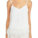 AQUA  Feather Trim Camisole In White Photo 0