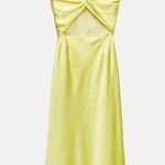 ZARA maxi dress satin effect formal wedding asymmetrical lemon yellow wedding Photo 9
