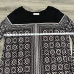 CJ Banks Womens 1X Black Pink Geometric Print Square Neck Long Sleeve Tunic Top Photo 7