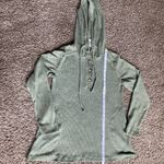 Green Polo Collar Ribbed Hoodie Size L Photo 2