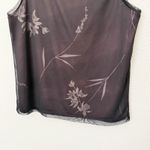 [Vintage] 90s Y2K Brown Black Mesh Crew Neck Floral Print Tank Top Size Small S Photo 7