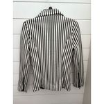 Forever 21  Moto Blazer Size S Black & White Striped Asymmetrical Zip‎ Jacket Photo 3