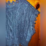 ZARA  Metallic Blue Wool blend Cable Knit Frayed Sleeveless Crop Top size s Photo 7