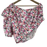 Universal Threads NWT Universal Thread Puff Sleeve Crop Top Womens XXL Pink Floral One Shoulder Photo 3