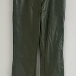 Amenah Olive Faux Leather Flare Jeans Size: 1 Green Size 2 Photo 0