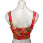ZARA Pink Multicolor Floral Mesh Sweetheart Neck Crop Corset Bustier Tank Top S Photo 1