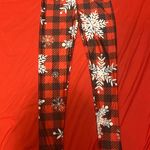 Snarttrend Red Plaid Snowflake Print Christmas Leggings Photo 1