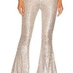 Wisteria Lane Sequined Bell Bottom Pants in Champaign Size Large NEW Gold Photo 0