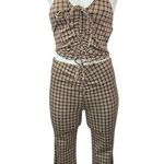 Princess Polly Brown Plaid Checkered Halter Crop Top & Bell Bottom Pants Set 0 Photo 0