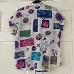 Vintage Act III Made in USA Button Up Cuffed Floral Seashell Shirt Size XL 16 White Photo 5