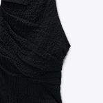 ZARA textured draped little black mini dress Photo 7