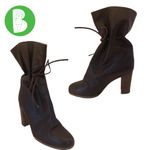 VINTAGE 1980'S CAMPIONE BROWN LEATHER "PAPER SACK" HEELED ITALIAN BOOTS (5.5) Photo 1