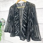 Chico's Black & White Sheer Ribbon Trim Blazer Jacket Size Medium Classy Dressy Photo 3