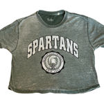 Pressbox Michigan State Women's Spartans Edith Vintage Burnout Crop T-Shirt Med Photo 0