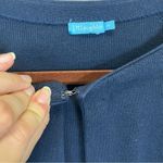 J. McLaughlin  Navy Blue Zebra Print Cuffs Open Knit Cardigan Coat Size‎ M Photo 7