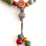 Orange flower Bracelet bright ceramic beaded bohemian silver lotus tassel Multiple Photo 2