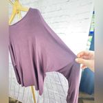 Magaschoni  Women’s viscose blend purple long sleeve top Size M Ruched sleeves Photo 7