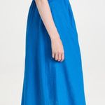 Farm Rio Blue Off-Shoulder Linen Midi Knot Dress Cutout Size L NWT Photo 4