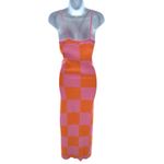 Peppermayo Coral Check Knitted Maxi Dress S/M Sleeveless Bodycon Summer Photo 4