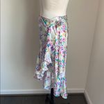 SheIn  Wrap Skirt Womens Sz XL Floral Ruffle Cream Purple Coquette Photo 2