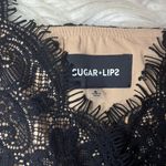 Sugar Lips Sugar + Lips Black Faux Wrap Lace Sleeveless Bodysuit Photo 7