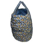 MAGID NWT Blue Natural Tan Woven Straw Zip Top Tote Bag Photo 3