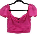 Abercrombie & Fitch NWT  Crop Top Pink Ruched Pleated Flutter Sleeves Size XS Photo 0