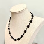 LC Lauren Conrad black beaded gunmetal collar necklace Photo 1
