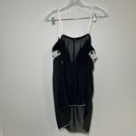 Linea Donatella Black Lace Trim Babydoll Lingerie Sheer Nightgown Bow Detail Photo 4