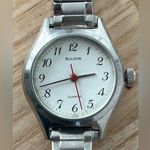 Bulova Vintage Ladies Watch White Dial Stainless Stretch Bracelet New Crystal Photo 0