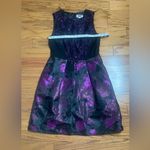 Adrianna Papell Lovely By - Black and Purple Puffy Midi Dress Size 8 Photo 4
