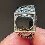 Cute black obsidian S925 silver ring size 8 Photo 4
