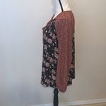 Haptics by Holly Harper Mauve Leopard and Floral Color Block Key Hole Top Black Size M Photo 5