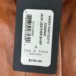 Rag and Bone  Jack Leather Button‎ Down Shirt Blouse Shacket Cognac Sz S NWT $795 Photo 7