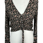 American Eagle  Floral Button Front Crop Top Size Medium Photo 0