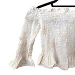 ZARA  Smocked Floral Embroidered‎ Crop Top Sz Small Photo 2