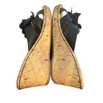 b.o.c. Born Concepts Flower Black Leather Cork Wedge Heel Sandals Sz 9 C64403 Photo 5