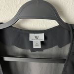 y2k vintage black sheer faux wrap v neck ruffle trim blouse top Photo 6