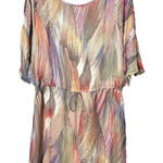Gemma 100% Silk Dress Oversized XS Drawstring Waist Colorful‎ Short Slv #Q9 Photo 0