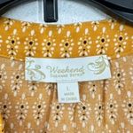 Weekend Suzanne Betro Boho Tunic Top Size L Elbow Flounce Notch Neck Casual NWT Yellow Size L Photo 3