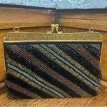 VTG Tricolored Black Bronze Gold Beaded Elegant Evening Clutch Bag Photo 5