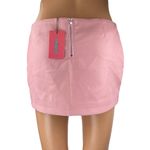 Edikted NEW Pink Low Waist Zip Faux Leather Vegan Straight Mini Skirt Size S Photo 2