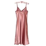 Bebe  Dusty Rose Pink Satin Cowl Neck Slip Dress Size XL Made in USA Y2K 2000s Photo 2