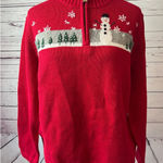 Breckenridge ‎ plus size 1X Ugly Christmas Sweater NWT Snowman half zip knit Red Photo 0