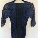 For Love & Lemons  Lyla Eyelash Lace Mini Cocktail Dress V-Neck Blue Black XS Photo 9