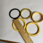 Vtg Bakelite Bangle Bracelets Craved Yellow Green TESTED‎ MCM Retro Spacer Corn Photo 10