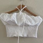 Anthropologie White Off-Shoulder Smocked Top Photo 0