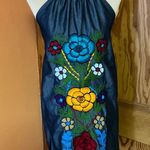 Handmade Colorful floral embroidered denim Mexico mini dress Photo 7
