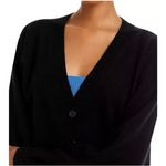 AQUA Cashmere Black V Neck Button Up Cropped Cardigan Sweater Womens Size L Size L Photo 2